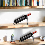 TONLEA Countertop Wine Rack, 2 Pcs Wine Bottle Holder, Metal Small Wine Rack, Tabletop Wine Storage Stand for Cabinet, Pantry, Bar, Black TONLEA