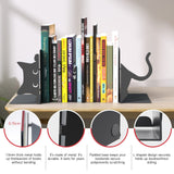 ENCIMART Book Ends Cat Decor Unique Bookshelf, Cute Metal Bookends for Shelves, Black Bookends to Hold Books for Bedroom Library Office School Book Desktop Organizer Cat Lover Gifts ENCIMART