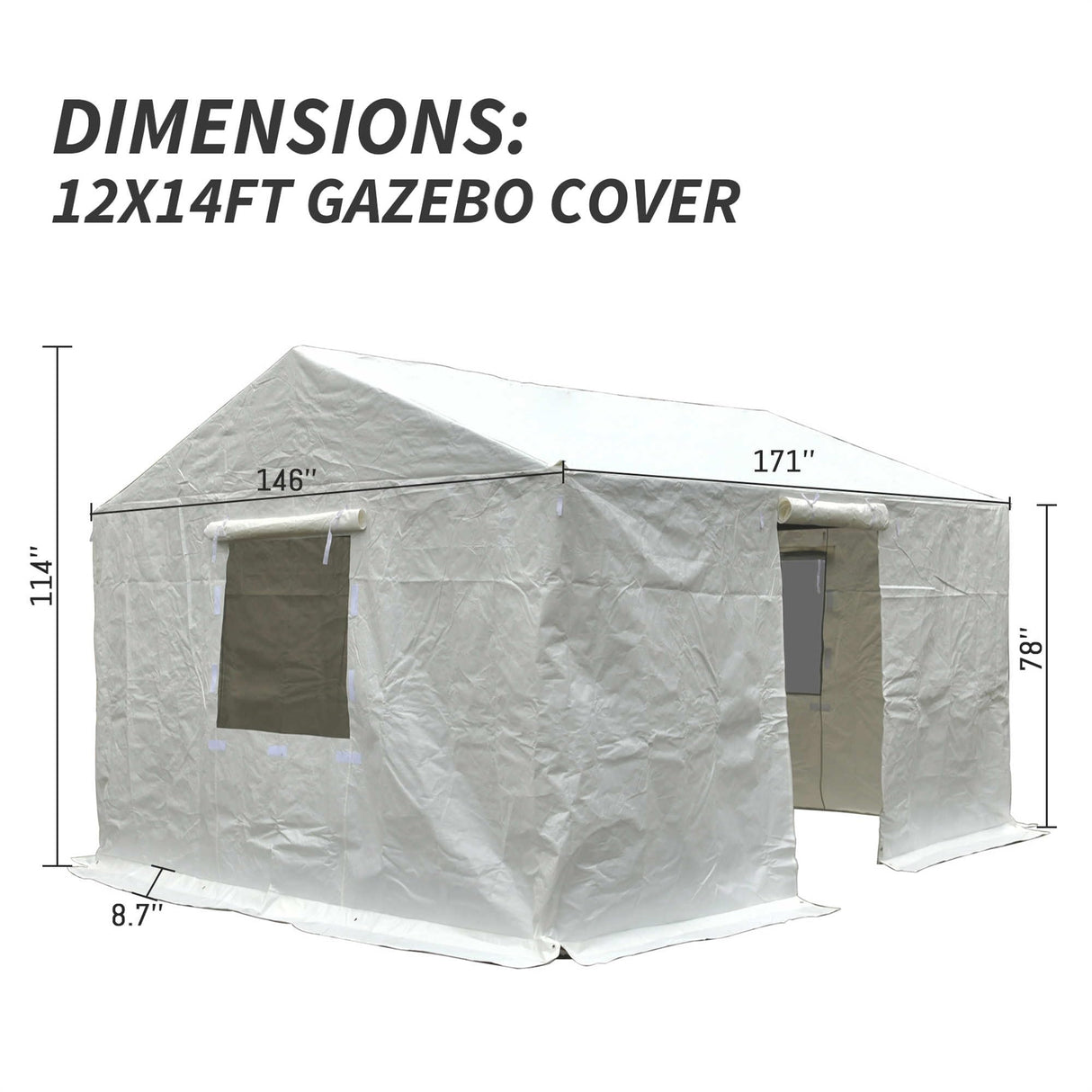 12x14ft Hardtop Canopy Gazebo Cover Winter Outdoor Pavilion Shelter with Side Walls and Screen Windows Waterproof Durable Design for Back Patio Furniture Protection Against Cold Weather Wind HbasdLH