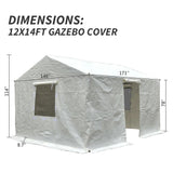 12x14ft Hardtop Canopy Gazebo Cover Winter Outdoor Pavilion Shelter with Side Walls and Screen Windows Waterproof Durable Design for Back Patio Furniture Protection Against Cold Weather Wind HbasdLH