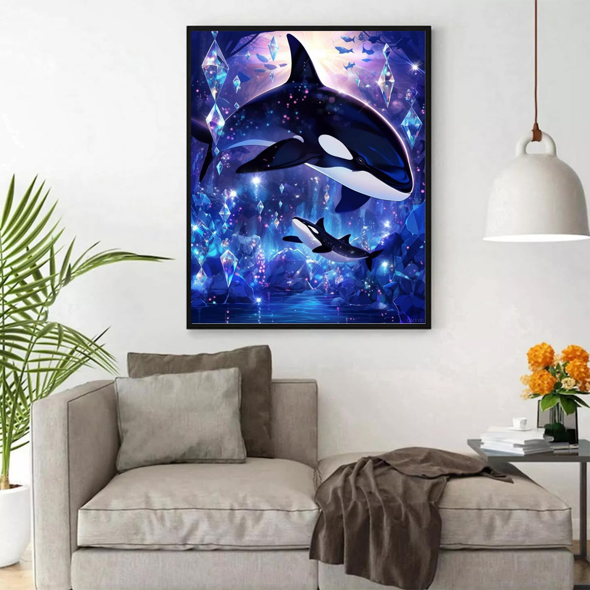 QACEYID Killer Whale Paint by Numbers Kit for Adults, Paint by Number on Canvas, Abstract Art Digital Oil Painting Kits Suitable for Home Wall Decoration Gift 16"x20" QACEYID