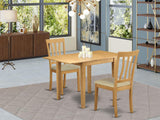 East West Furniture NDAN3-OAK-LC 3 Piece Dining Table Set for Small Spaces Contains a Rectangle Dining Room Table with Dropleaf and 2 Faux Leather Upholstered Chairs, 30x48 Inch, Oak East West Furniture