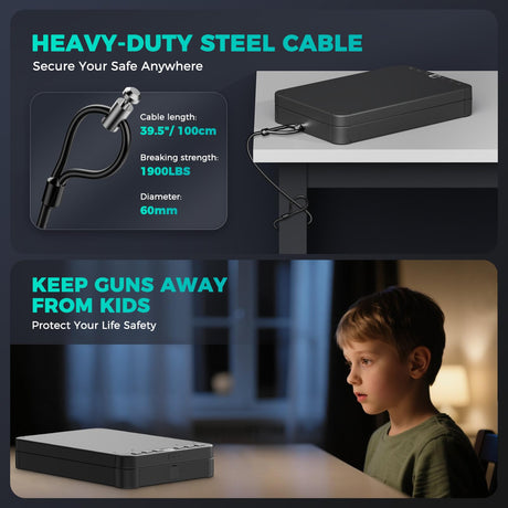 Miisekmy Gun Safe for Handgun Biometric Gun Safe for 2 Pistols, Quick Access Handgun with Fingerprint PIN or Key Lock Rechargable Handgun Safe, for Home Car Travel Nightstand Bedside or Drawer ﻿ Miisekmy