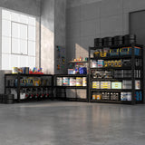 SYLOUGH 55.12" W Father&I 6-Shelf Industrial Adjustable Heavy-Dudy Tall Metal Steel Garage Storage Shelves Shelving Units/Rack System (Commercial) for Basement/Shop/Dorm, 84" H*55.12" W*24" D*, Black SYLOUGH