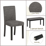 Trygoal Dining Table Set for 5, Modern 6 Piece Dining Room Table Set with Rectangular Table 4 Upholstered Backrest Chairs and a Bench, Counter Height Kitchen Sets with Wood Grain Surface, Black Trygoal