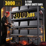 CVGFDR 5-Tier Garage Shelving Heavy Duty, 3000LBS Metal Shelving Unit, Adjustable Garage Storage Shelves, Easy Assembly Steel Shelving, Utility Storage Rack Shelf for Warehouse, 72”H*45.7”W*20”D CVGFDR