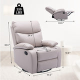 GNMLP2020 Swivel Rocker Recliner Chair for Adults, Rocking Small Recliner Chairs for Small Spaces, Glider Chairs Recliner Lazyboy Single Sofa for Nursery, Living Room, RV, Beige GNMLP2020