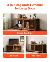 VEVOR 75" Dog Crate Furniture for 2 Dogs,Extra Large Double Dog Crate Furniture Large Breed with Divider & Double Doors,Large Wooden Dog Crate Furniture TV Stand for Medium Large Dogs Brown VEVOR