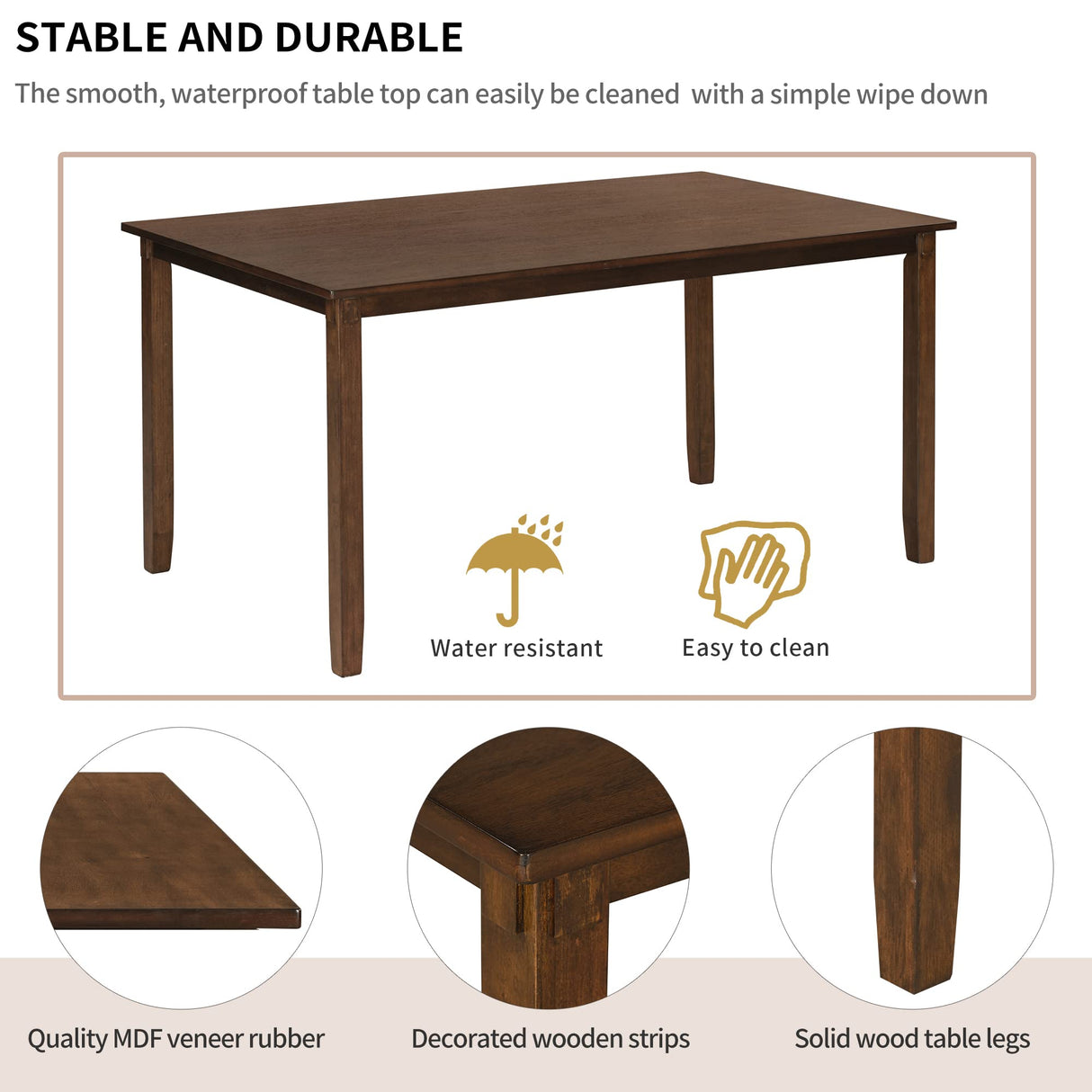 Harper & Bright Designs 6 Pieces Dining Table Set, Wooden Rectangle Table and 4 Chairs with Bench with Cushion, Kitchen Table Chairs Set for 6 Persons, Dining Room Set - Natural Cherry Harper & Bright Designs