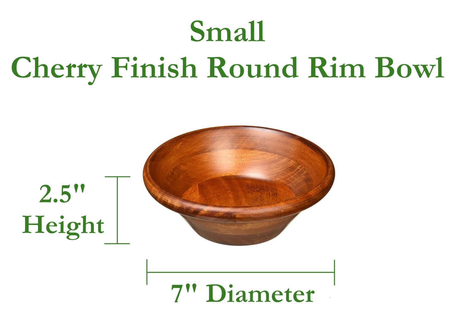 Lipper International Cherry Finished Salad Bowl, Small, 7" Diameter x 2 1/2" Height, Single Bowl