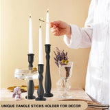 DINLiAN S Candlestick Holders Black Candle Holder for Candlestick,Taper Modern Candle Holders Set of 3,Tall Wood Candle Sticks Holder Decor(12"/10"/8" H) (3, Black) DINLiAN S