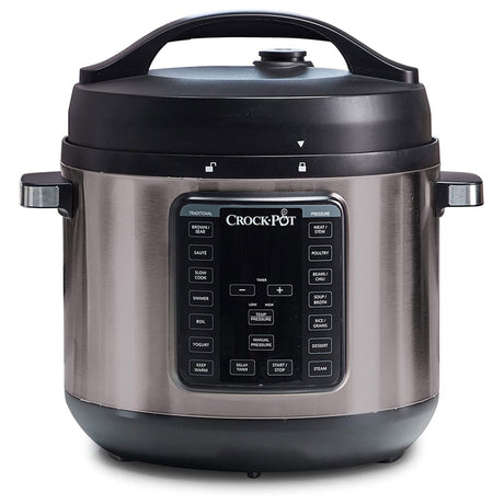 Crock-Pot 8-Quart Multi-Use XL Express Crock Programmable Slow Cooker and Pressure Cooker with Manual Pressure, Boil & Simmer, Black Stainless Crock-Pot