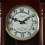 Bedford Clock Collection Classic Chiming Wall Clock with Swinging Pendulum in Cherry Oak Finish, 4.75" L x 11.75" W x 27.50" H Bedford Clock Collection