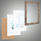 KAIWIN 100% Solid Wood Brown 11x14 Picture Frame 2 Pack Display Picture 8x10 with Mat, HD Glass Inside, Rustic Wooden Photo Frames for Wall Mounting KAIWIN
