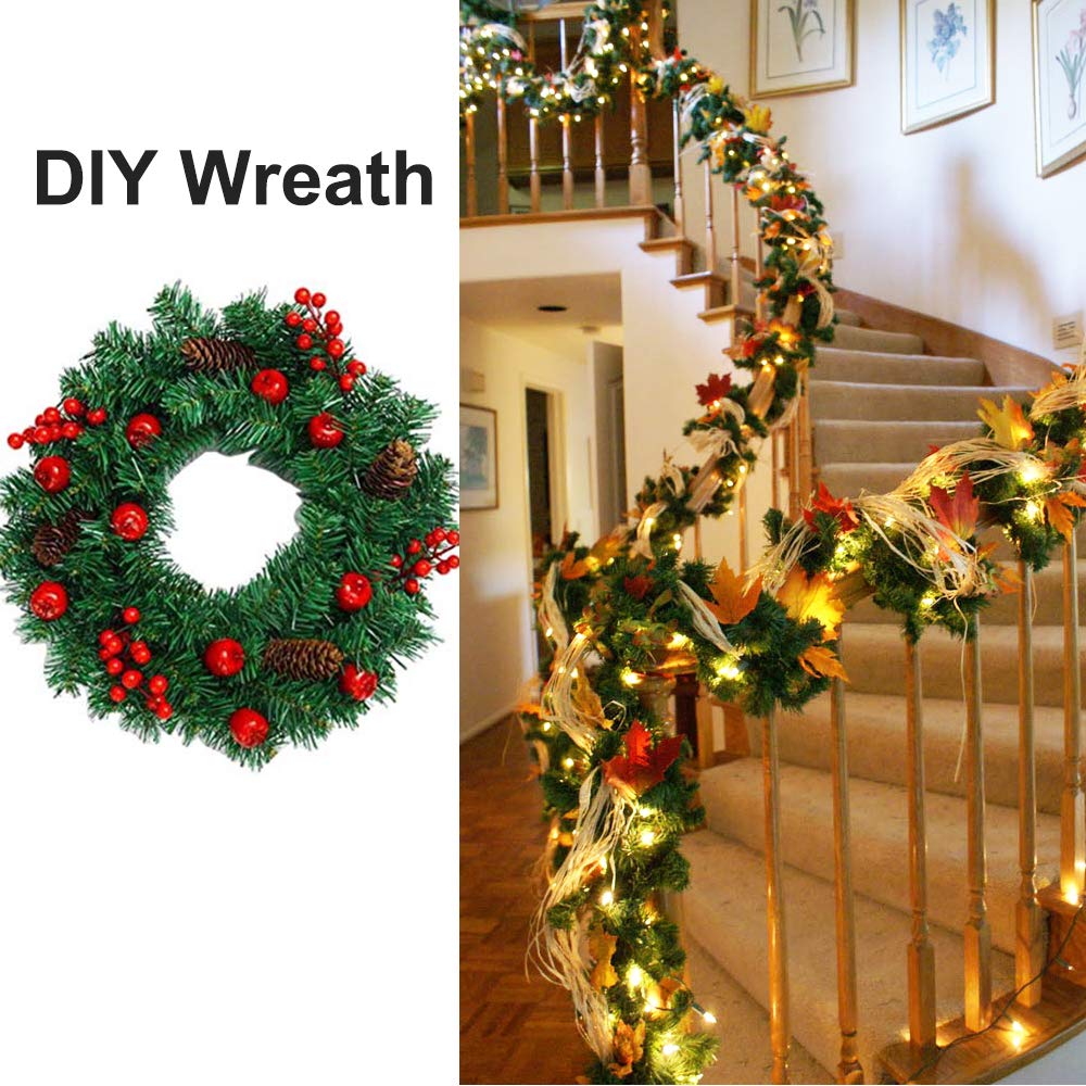 DearHouse 40Feet Christmas Garland, 2 Strands Artificial Pine Garland Soft Greenery Garland for Holiday Wedding Party,Stairs,Fireplaces Decoration, Outdoor/Indoor Use DearHouse