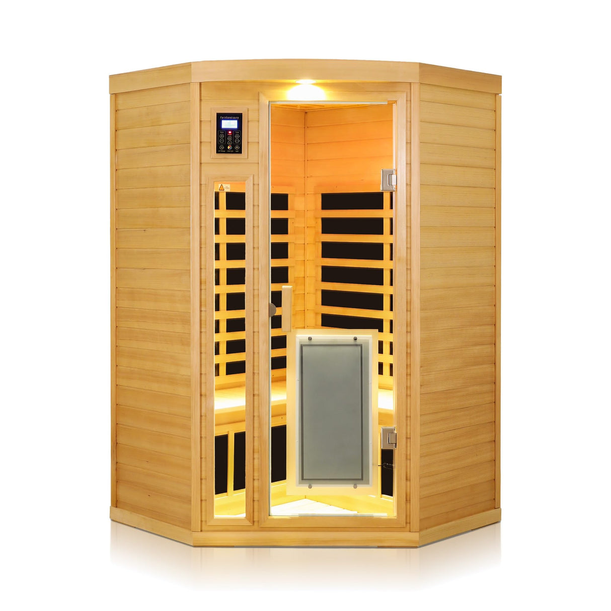 Xmatch Saunas 907B Far Infrared Sauna, Indoor Corner Space Wooden Dry Sauna Low EMF (Hemlock Wood, 2-3 Person Size 360 Envolved) Xmatch