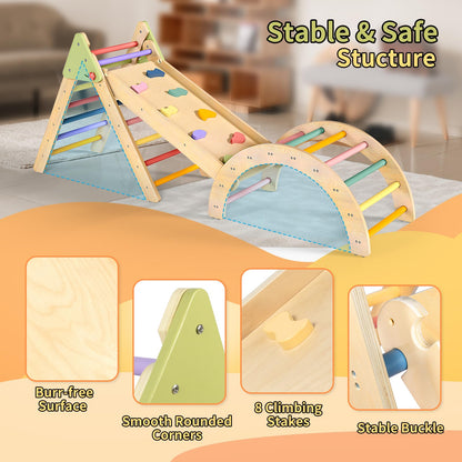 BAUTIA Pikler Triangle Set, Toddler Climbing Toys Indoor Playground, Wooden Montessori Climbing Toys for Toddlers 1-3 Inside