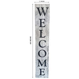 Rockin' Wood Indoor Outdoor Welcome Sign 5 Foot Vertical Rustic Reclaimed Wood Farm House Style for Front Door or Porch, White with Black Lettering Rockin' Wood