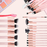 Real Perfection Makeup Brush Set 16 Pcs with 1 Eyebrow Razor Premium Synthetic Foundation Powder Concealers Eyeshadow Blush Makeup Brushes Make up Brushes Kit (Pink) Real Perfection