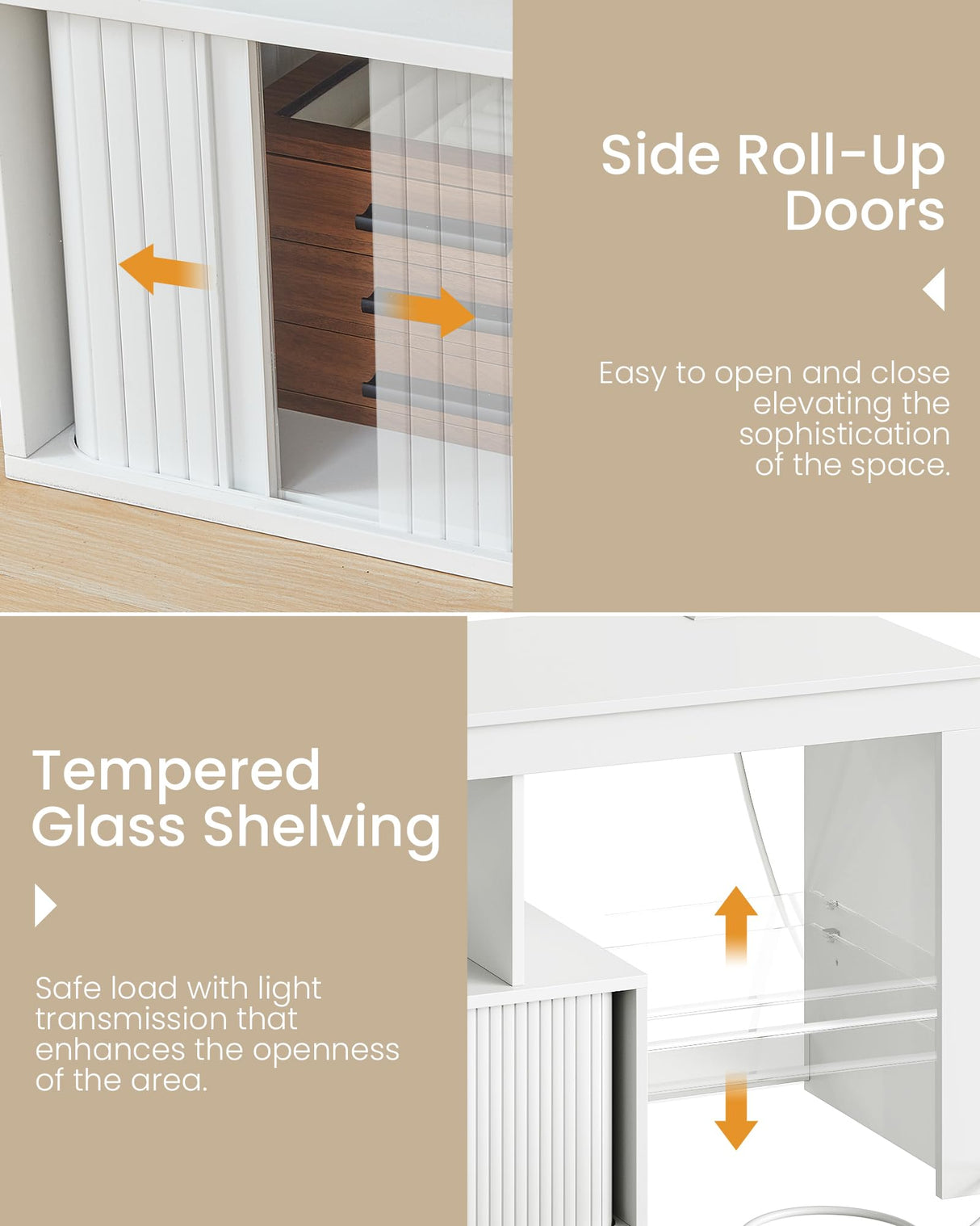 CHOEZON TV Stand with Power Outlet, Modern TV Cabinet for 55 60 inch TVs, Media TV Console with LED Light Strip, Media Entertainment Center with Storage, for Living Room, Bedroom, White MDS02UDWB CHOEZON