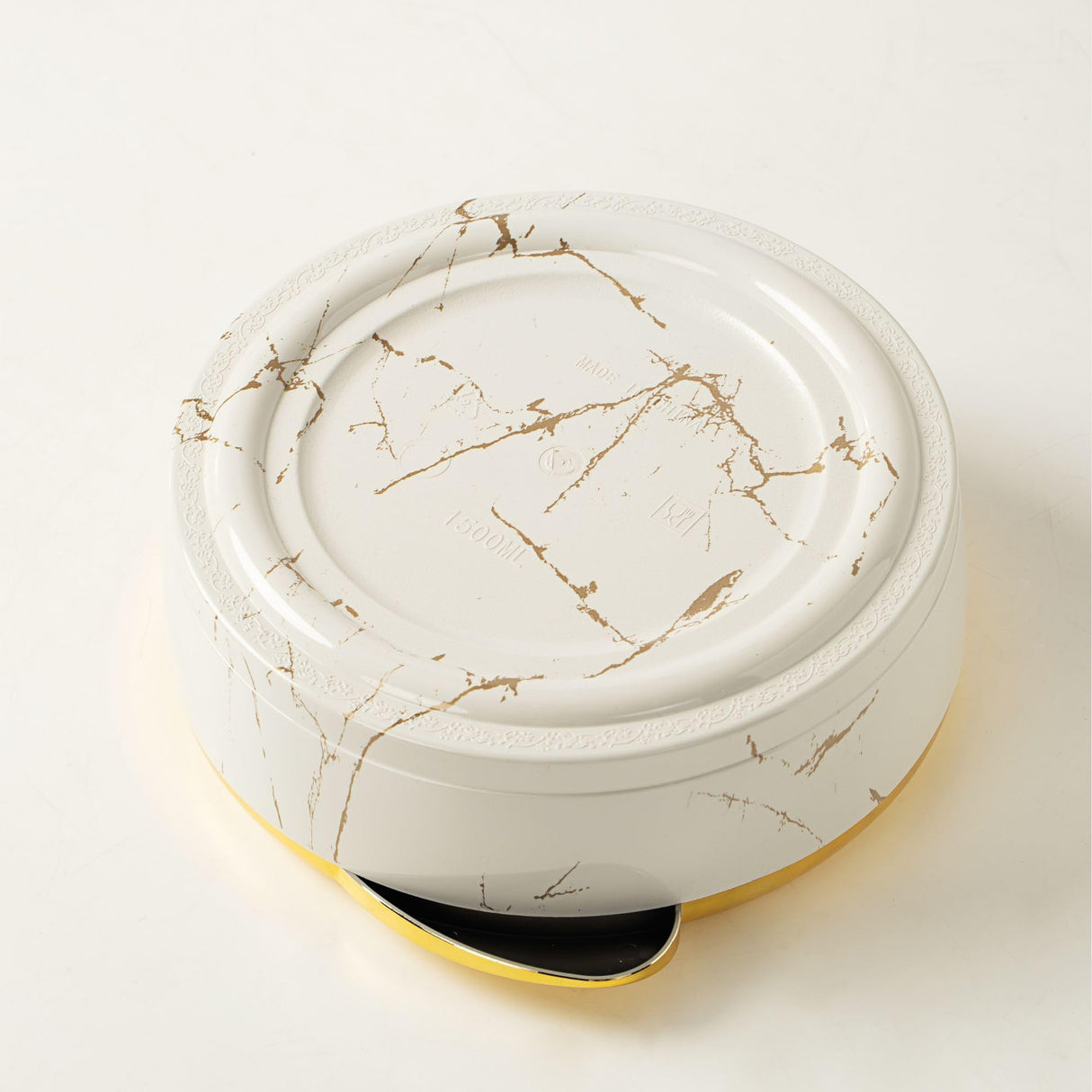 Hywisnok Luxury 3-Piece 2.6/2.1/1.6qt Thermal Casserole Dish Set with Lids, Insulated Stainless Steel Container for Hot & Cold Food, Serving Bowl for Buffets/Parties-Marble White Hywisnok