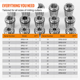 VEVOR 25 pcs ER32 Spring Collet Set 0.0006"/15 μm TIR Lathe Chuck Tool with 25 Labeled Storage Boxesfor CNC Engraving Machine Milling Lathe Tool Drill Press VEVOR