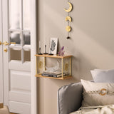 Floating Nightstand by Apresolar - Natural Solid Wood Bedside Table with Celestial Design and 2-Tier Shelf Apresolar