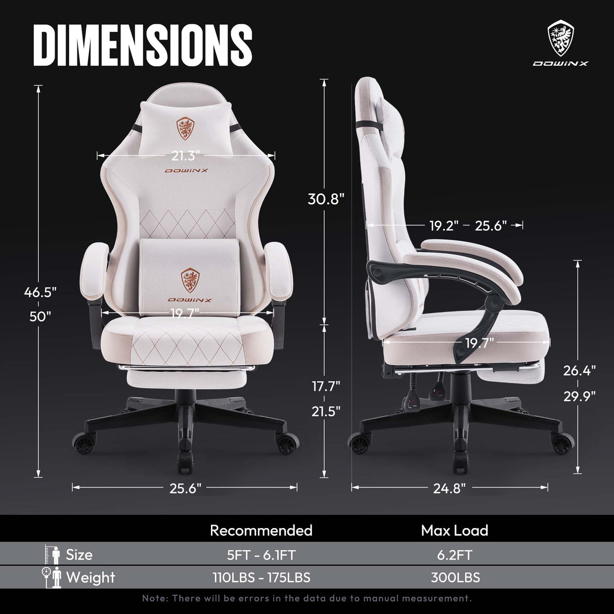 Dowinx Gaming Chair Fabric with Pocket Spring Cushion, High Back Ergonomic Computer Chair with Footrest for Adults, Massage Lumbar Support Swivel Game Chair for Office Gaming 300LBS, Beige Dowinx
