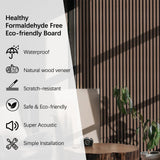 ARMURO Wood Panels for Wall - 2 PCS Wood Slat Wall Panel, Natural Walnut Veneer Acoustic Wall Panels - 12.6" W x 94.5" L ARMURO