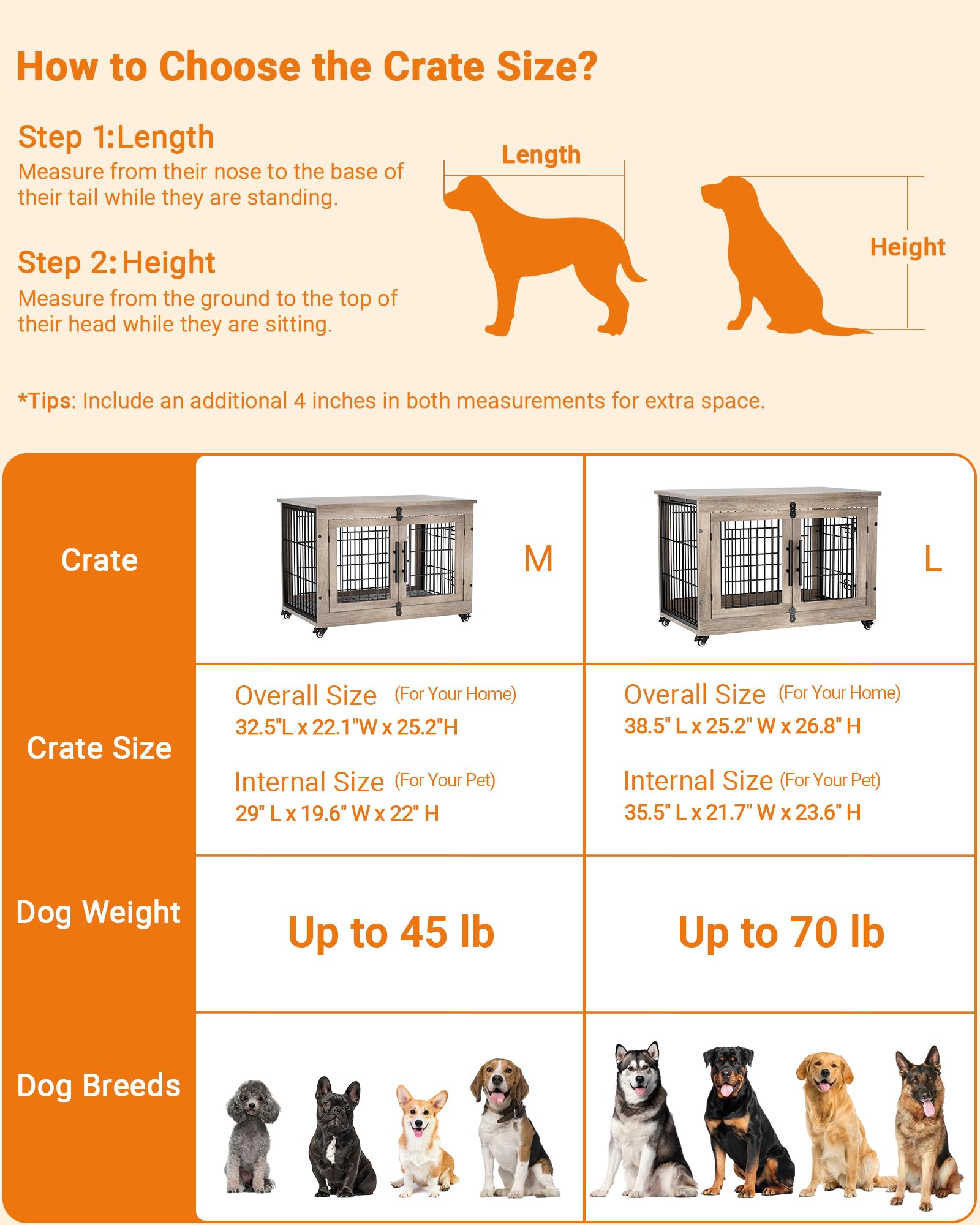 YaFiti Dog Crate Furniture with Cushion, Wooden Dog Kennel with Double Doors, Heavy Duty Dog Cage End Table with Wheels, Dog House Indoor for Small Medium Dogs up to 45 lb, 32.5” L, Grey - WoodArtSupply