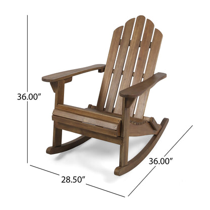 Christopher Knight Home Cara Outdoor Adirondack Acacia Wood Rocking Chair, Dark Brown Finish - WoodArtSupply