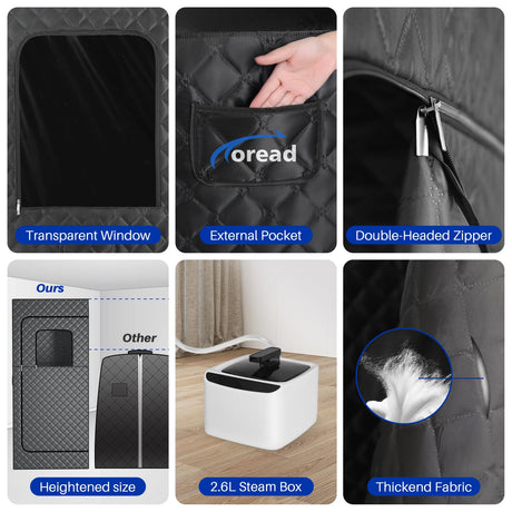 TOREAD Portable Steam Sauna Box for Home, Personal Steam Home Sauna Tent at Home Sauna with 2.6L 1000W Steamer Remote Control,Portable Sauna Box for Weight Loss TOREAD