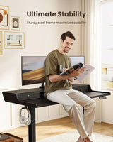 ErGear Electric Standing Desk with Drawers, 55″ x 28″ Gaming Desk with Monitor Stand, C-Clamp Mount Compatible, Home Office Height-Adjustable Desk with Storage Shelf, 4 Preset Heights, Black, EGESD37B ErGear