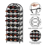 HEOMU 23 Bottles Wine Rack Freestanding Floor, 8 Tier Wine Bottle Holder Metal Floor Wine Rack, Wine Storage Organizer Display Rack for Kitchen Pantry Dining Room Living Room Bar, Black HEOMU