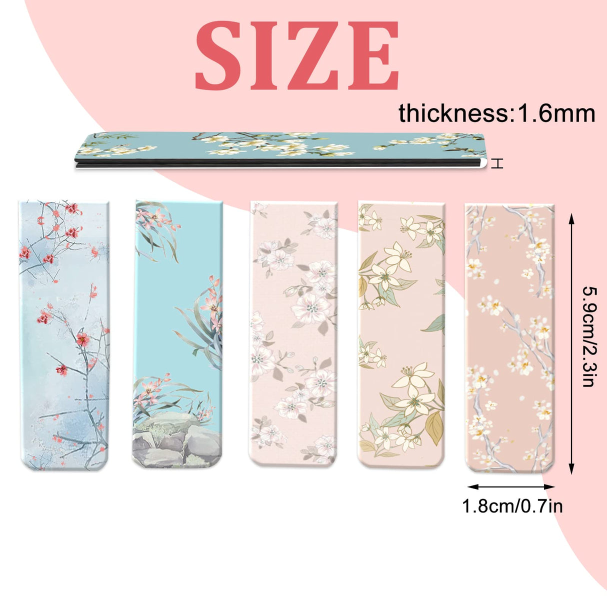 15 Pieces Bookmarks, Magnetic Bookmarks for Women, Page Markers for Students Teachers Reading (Floral Style) Joyberg