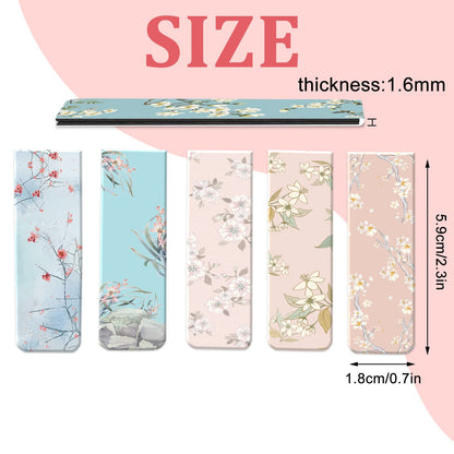 15 Pieces Bookmarks, Magnetic Bookmarks for Women, Page Markers for Students Teachers Reading (Floral Style)