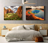 RECHIATO Jigsaw Puzzles for Adults,2 Pack Puzzles for Adults 1000 Pieces Zion National Park & Yellowstone National Park Puzzles, Landscape Yellowstone Puzzle RECHIATO