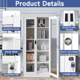 Anxxsu Display Cabinet with Glass Doors, Display Case Cabinet for Collectibles, Curio Display Cabinet with 4 Adjustable Shelves, 71" Glass Display Cabinet for Home Living Room (White) Anxxsu