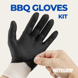 BBQ Gloves Set, 4 Cotton Glove Liners & 100 Disposable Nitrile Gloves, Heat Resistant Cooking Gloves, Nitrile Grill Gloves for Food Prep & Smoker, Guantes de Barbacoa Nitrilo Nite Grip