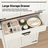 Hlivelood 72" Tall Farmhouse Kitchen Pantry Cabinet with Drawer, Rustic Wood Cupboard Storage Cabinet w/Organizer and 4 Barn Doors, Storage Cabinet for Kitchen, Dining Room, Living Room, Rustic White Hlivelood