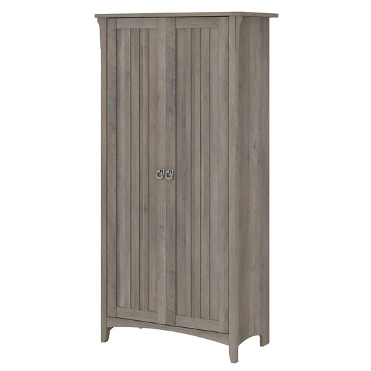 Bush Furniture SAS332DG-03 Salinas 62.95-Inch Tall Storage Cabinet with 4 Shelves, Driftwood Gray - WoodArtSupply