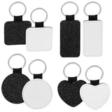 Framendino, 8 Pack Sublimation Blank Keychain Glitter PU Leather Heat Transfer Keyrings Heart Round Square Rectangle Key Chain for DIY Craft Making Framendino