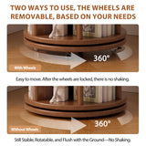 Muwuele Solid Wood Rotating Bookshelf on Wheels, 6 Tier, Round Revolving Bookcase, 360° Spinning Book Shelf Tower for Kids, Narrow Rolling Bookshelves for Small Space, Corner, Bedroom, Office, Walnut Muwuele