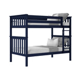 Max & Lily Bunk Bed Twin over Twin, Solid Wood Bunk Bed Frame with Ladder for Kids, 14" Safety Guardrails, Easy Assembly, No Box Spring Needed, Blue Max & Lily