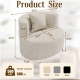 Yaciente 360° Oversized Swivel Accent Chair, Comfy Chenille Fabric Barrel Swivel Chair, Upholstered Round Chairs with Pillow, Round Reading Chair for Living Room, Nursery, Bedroom, Beige Yaciente