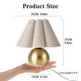 Ziqqeelam Gold Small Bedside Table Lamp for Bedroom, Brass Gold Bedroom Lamps for Nightstand, Cute Mini Table Lamps for Small Spaces with Scalloped Shade for Bedroom, Living Room, Kids Dorm Ziqqeelam