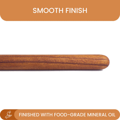 12" Mahogany Wood Rolling Pin | Wooden Roller for Pizza, Pasta, Fondant, Dumplings, Bread Dough | Non-Stick