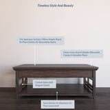 BELLEZE Modern Wood Coffee Table with Storage Shelf Two Tier Rectangular Stylish Decor for Living Room Conversation Leisure Occasions - 48 Inch - Norrell (Espresso) BELLEZE