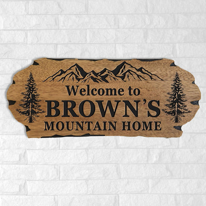 Personalized Cabin Sign - Rustic Wood Welcome Sign for Outdoor & Home Wall Decor - Customizable Farmhouse Decor, Backyard Sign & 3D Carving Wood Sign.3D carved decorative wooden plaques. - WoodArtSupply