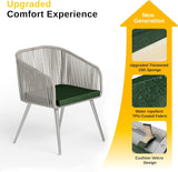 EAST OAK 3-Piece Patio Bistro Set, Patio Conversation Set with 2 Wide Ergonomic Chairs, Cushions & Glass Top Side Table, Outdoor All-Weather Wicker Furniture for Porch, Upgrade Ivory & Jungle Green EAST OAK